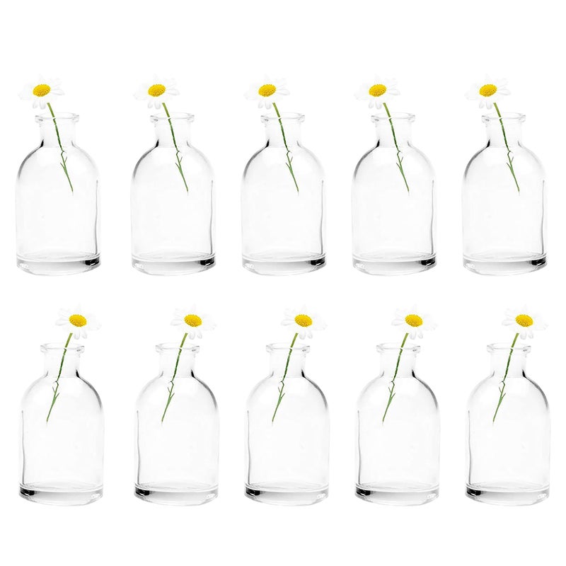 CHIVE â€˜Loftâ€™ Small Mini Flower Vases - Clear Glass Bud Vases, Set of 10 - Cute Vintage Rustic Centerpieces for Wedding, Events & Home - Premium Quality, Designed to Last - Image 1
